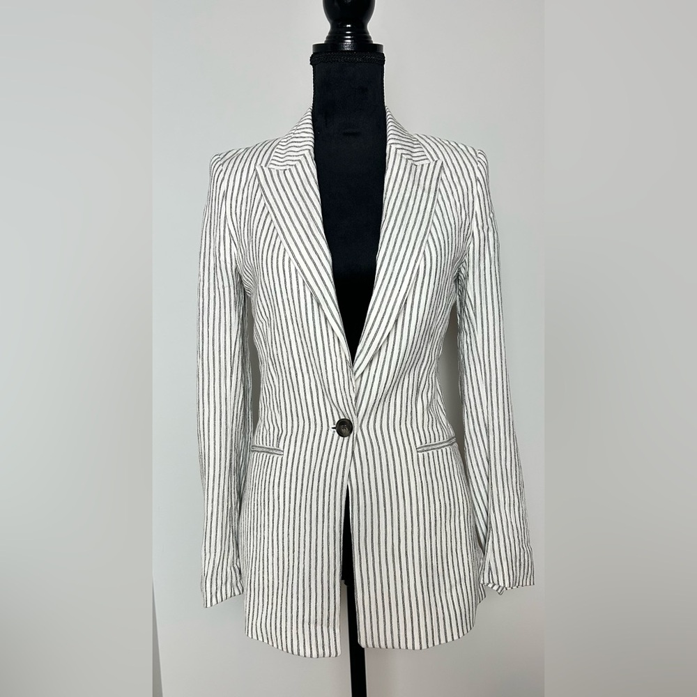 H&M Women’s Striped Ecru and dark grey stripes Blazer